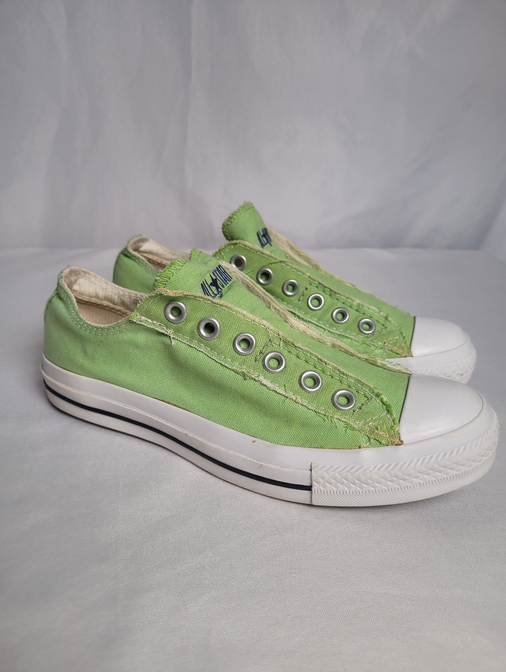 Converse All Star Low Top Lime Green No Laces Slip On Shoe Unisex M 5.5 W 7.5 - Picture 2 of 9